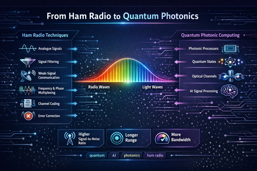 Hamradio versus Quatum Photonics (image Generated by MS CoPilot)